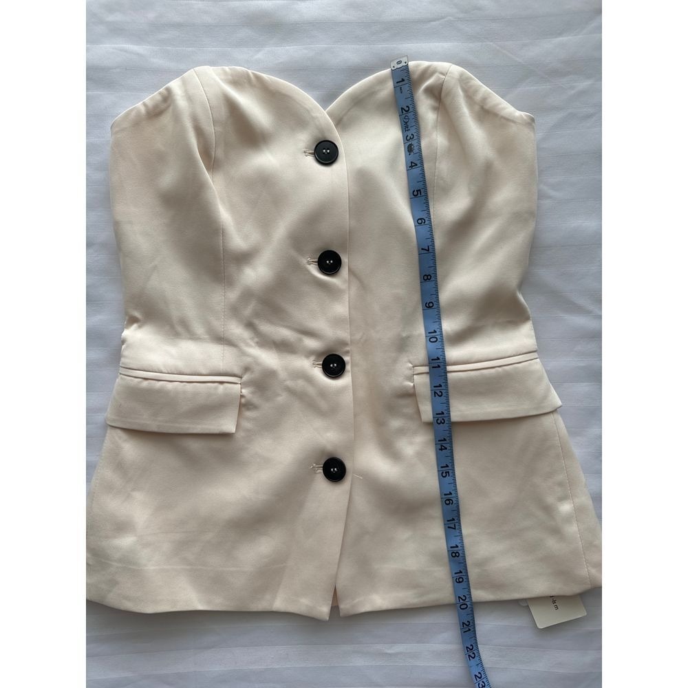 Commense Cream Strapless Corset Tube Top Button Front Vest Size S - Picture 7 of 15
